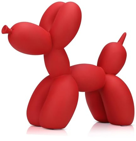 JOUFNING Escultura Creativa De Perro con Globo - Decoración Moderna para El Hogar, Figura Decorativa De Animal Adorable Y Moderna, Decoración De Resina para Oficina Y Escritorio(Red)