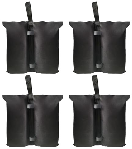4PCS Pavillon Sandsäcke, Sandsäcke zum Befüllen 800D Oxford Pavillon Gewichte, Standfuß für Pavillon Gewichtssack für Pop-Up Flatpavillon Zelt Sonnenschirm Terrassenschirm Schwarz