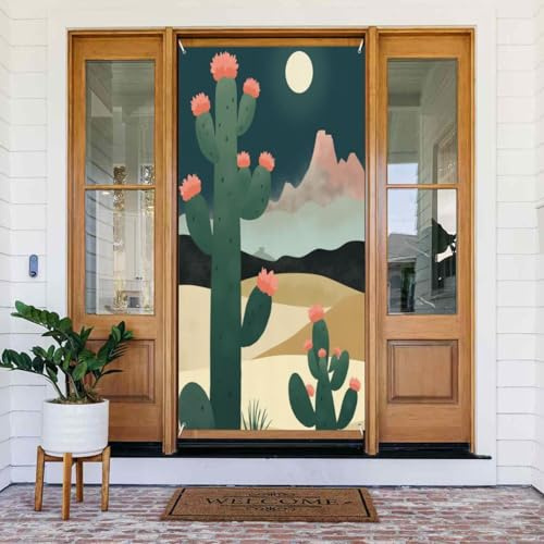 Decorazione per porta con stampa di cactus color foglia di tè n. 78, decorazione per interni ed esterni, primavera, estate, autunno, inverno, Halloween, Natale, decorazioni per la casa