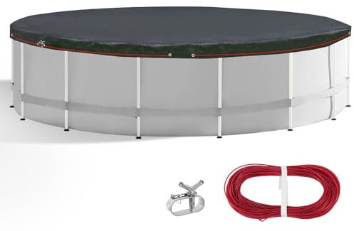 Cubierta de piscina redonda para piscinas de 280 – 340 cm, diámetro de 360 cm, 100 g/m² de polietileno, doble revestimiento, resistente a la rotura y a los rayos UV, azul, para verano e invierno