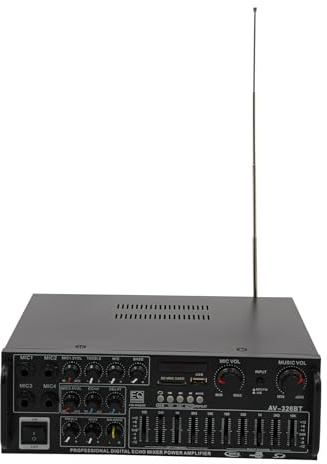 2 Kanal HiFi-Verstärker, Stereo Bluetooth Karaoke Verstärker mit 4 Mic Eingänge, 200W X 2 Digital Power Amplifier HiFi Audioverstärker für Heimkino, Auto, Karaoke