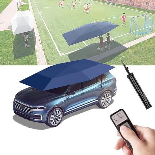 Toldo automático para cochera – Paraguas plegable 2 en 1 para exteriores con control remoto y soporte de batería móvil, funda duradera y versátil para uso en exteriores