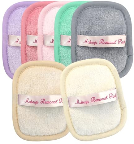 7 Pcs Reusable Makeup Remover Pads, Flannel Makeup Remover Pads Washable Free Laundry Bag Suits all Skin Types