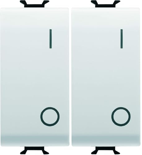 GEWISS - GW10004DY GW10004DY Interruttore Bipolare 250V AC, 16AX, Neutro, Simbolo 0/I, 1 Modulo, Bianco, Serie Chorus (Confezione da 2)