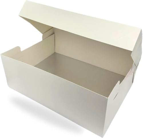 ACACIA 2 Packs 18 x 14 White Cake Box & Board Combo | 13mm Thick Silver Sturdy Drum with Matching Box | Rectangular Cake Transport, 457 x 355mm Long