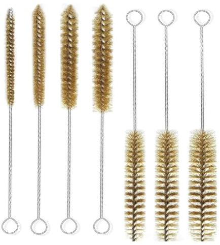 Aribrnten 7Pcs Brass Wire Tube Brushes Bottle Brush Set,Wire Brushes for Cleaning,Wire Pipe Cleaner Bore Brush Cleaning