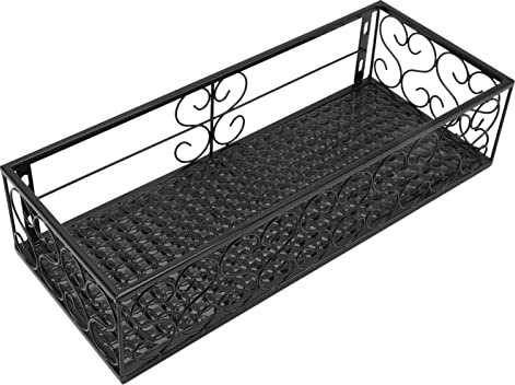 Haofy Portafiori da Balcone in Ferro Battuto Portavasi Sospeso per Ringhiere da 2,5 Pollici 20x10x5 Pollici Espositore Compatto Ideale per Balcone Portico Arredamento da Giardino con Supporto Sicuro