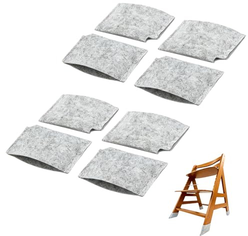 Foonary Set di 8 feltrini in feltro grigio, tappi per gambe della sedia, protezioni per parquet per seggiolone, protezioni rimovibili per proteggere pavimenti in legno e laminato da graffi e rumori