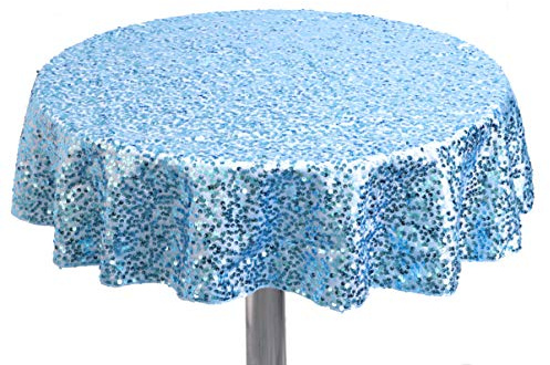 Christmas Concepts® Baby Blue Sequin Round Table Cloth - 90cm (36) - Baby Showers, Christenings, 1st Birthday Parties - Boys Party Decorations