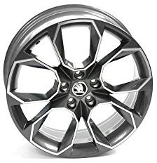 Skoda 5E0071499HA7 Aluminiumfelge RS 19 Zoll Tuning Sport X-trem Felge 7,5JX19 ET51 5x112 Leichtmetallfelge, anthrazit-metallic