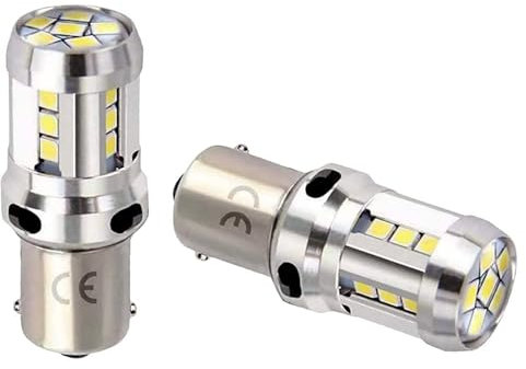 Lampadine a LED 1156 P21w Ba15s da 12 V 24 V, 6000 K bianco, super luminose per barche, camper, luci di retromarcia, luci posteriori, luci di marcia diurna, fendinebbia posteriori. (confezione da 2)