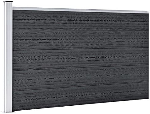 Gartenzaun, WPC Zaunpanel-Set 175x105 cm, Holz-Kunststoff-Verbundwerkstoff, Aluminium, für Garten und Hof