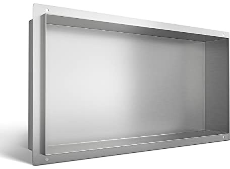 Neodrain Ducha de pared de acero inoxidable, sin bordes, 60 x 30 cm, estante individual, almacenamiento para baño, cepillado