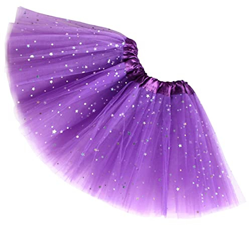 Ugitopi Falda de Tutú de Tul Sparkle Elástico de 4 Capas para Mujer, Dark Purple