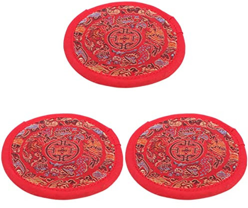MILISTEN 3st Buddha Sound Bowl Kissen Runde Schüsselauflagen Nepal-klangschalenkissen Buddha Klangschale Pad Meditationszubehör Religiöses Kissen Tassenpolster Runden Baumwolle Unteres Pad