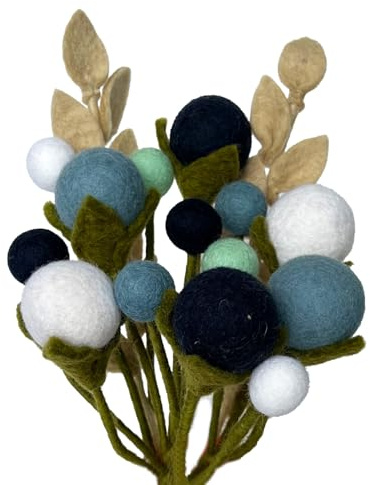 your castle Blumenstrauß aus 14 handgearbeiteten künstliche Filzblumen & 2 Ästen, fairer Handel, nachhaltige Filz Deko, realistische Kunstblumen, Filz-Floristik, Stoffblumen, Filzblumen-Set, Flora