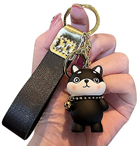 Schlüsselanhänger Hund Harz Schlüsselbund Taschenanhänger Keychain Anhänger Zubehör für Handtasche Schlüssel Rucksäcke Anhänger Dekoration Charme Geburtstagsgeschenke für Damen Mädchen,Schwarz