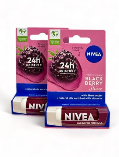 Nivea LipBalm Blackberry Shine Lip Care 4,8 g (2-pack)