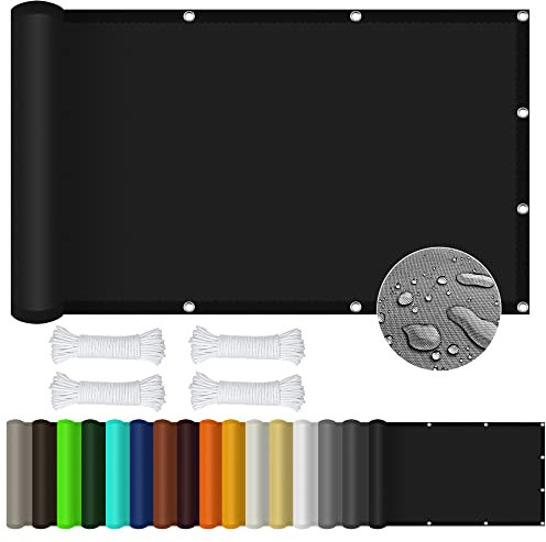 Sonnensegel Wasserdicht Sonnenschutz 1.8 x 4 m Rechteckig Wasserdicht UV Schutz Balkon Sichtschutz Wasserdicht 98% Uv Schutz für Balkon Garten Terrasse, Schwarz