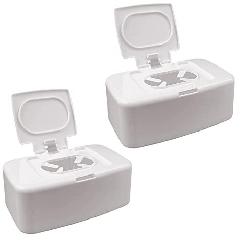 Feuchttüchter Box, Baby Feuchtes Toilettenpapier Box Baby Feuchttücherbox, Feuchte Toilettenpapier Box Feuchttücher Spender Tücherbox Aufbewahrungsbox mit Deckel für Zuhause und Büro (Weiß (2 Stück))