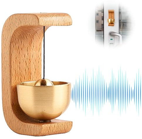 Campanello Casa Magnetico, Campanello Anteriore da 72mmx26mm Campanello Porta Ingresso Dorato, Anello Fresco e Dolce, Campanello in Legno di Faggio, Adatto per Porta Dingresso, Porta del Negozio