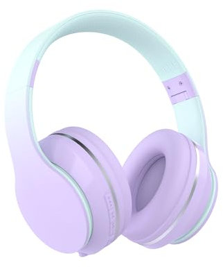 Kids Headphones, Wireless Kids Headphones Over Ear with Microphones, Stereo Sound, 10H Playtime, Foldable&Adjustable Children Headphones, Bluetooth 5.1 Headset for Adults, School, Travel (Purple)