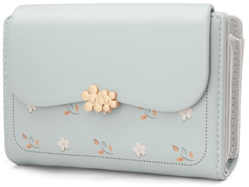 REETEE Geldbörse Klein Damen PU Leder Geldbeutel Damen Klein und im Kurzformat Portemonnaie Viele Fächer, Portmonee mit 10 Kartenfächer und Zipper Münzfach Brieftasche (blau)