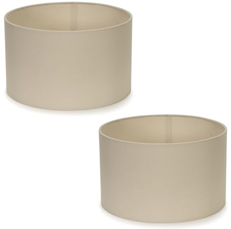 MiniSun | Small Modern Natural Fabric Drum Light Shades | Lamp Shades, Home Décor & Improvement Essential | Set of 2 | 25cm Shade Width