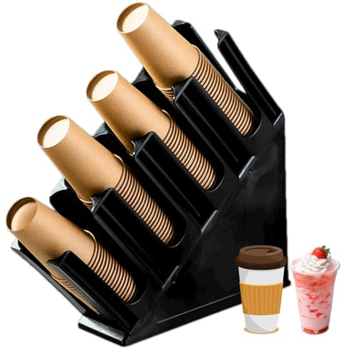 Soporte para Tazas y Tapas de 4 Rejillas, Estante Desechable para Tazas pe Té de La Leche, Soporte para Vasos de Papel, Organizador, Soporte para Tapa de Vaso de Papel para Mostrador de Bar(A)