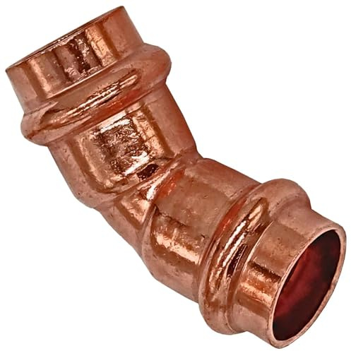 MegaHaustechnik Winkel 45 Grad 28x28 Pressfitting aus Kupfer für Kupferrohr-Außendurchmesser 28mm zum Verpressen V-Kontur, Trinkwasser geeignet, 2426