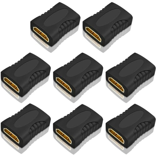 Greluma 8 Piezas Acoplador Hembra Compatible con HDMI, Adaptador de Conector Hembra a Hembra, Extensor de Cable 3D 1080P