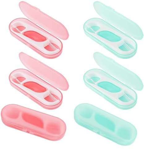 JCUGSBS Filo Interdentale 6Pezzi Porta Dispenser per Filo Interdentale Portatile Plettri per Filo da Viaggio Custodia Organizer Contenitore per Filo Interdentale 60 Plettri Infila Flosser