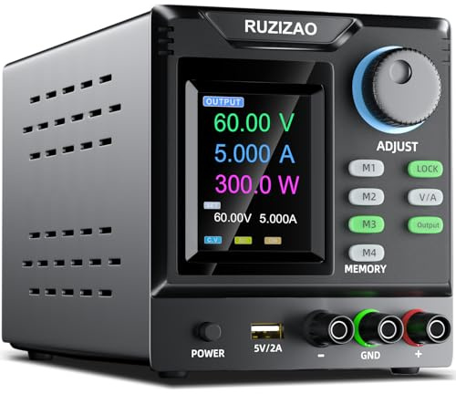 RUZIZAO Fuente de Alimentación Regulable, 60V 5A DC Fuentes de Alimentación de Laboratorio, Programable Fuente Alimentación Laboratorio con, Equipado con codificación, memoria, interruptor de salida