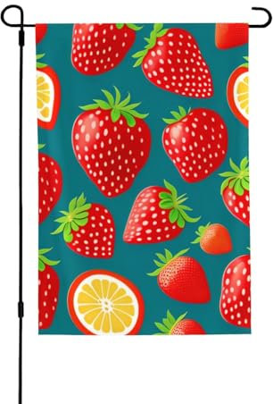 Xzdlxj Bandera decorativa de naranjas que parecen fresas para exteriores. Duradera, para todo tipo de clima, doble capa, resistente a las arrugas para terraza, patio, porche, jardín, color negro