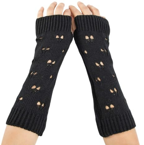 VUCDXOP Winter Gestrickte Handschuhe für Damen, Fingerlose Armstulpen Feinstrick lang Handwärmer Stulpen, Warm Strick Handschuhe Pluswärmer Handstulpen Armwärmer Stulpen für Damen