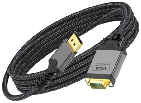 Cavo convertitore VGA da DisplayPort a VGA, cavo di collegamento video 1080p, 2 metri, filo intrecciato morbido
