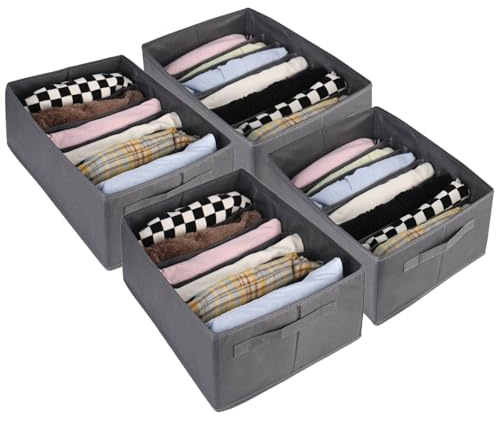 Kleiderschrank Organizer 4er Set,Aufbewahrungsbox 6 Fächer, Schubladen Ordnungssystem, Ordnungsboxen Faltbar,Faltbare Stoff Aufbewahrungsbox Schrank, Für Hosen Hemden Unterwäsche, Socken, Krawatten