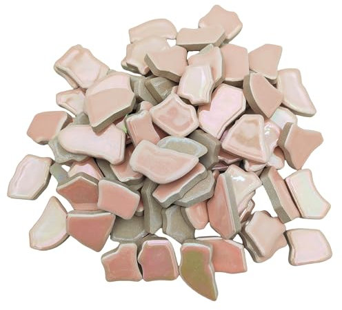Piastrelle per mosaico irregolari in ceramica, 500 g, 2-4 cm, pietre per mosaico fai da te, artigianato, hobby, arte, decorazione da parete della casa (rosa iridescente)