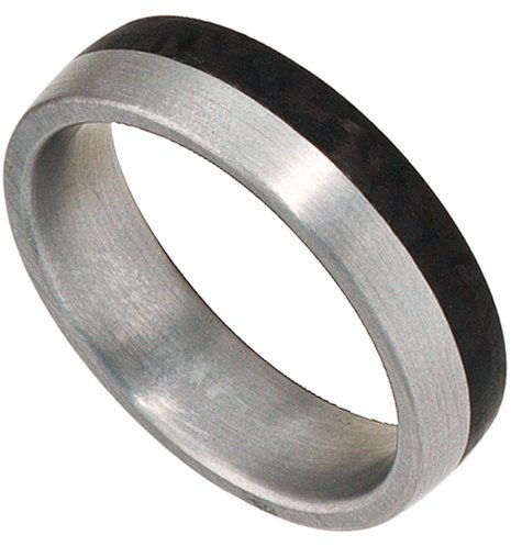 Partnerring Ring Edelstahl mit Carbon Freundschaftsring Unisex Edelstahlring, Ringgröße:Innenumfang 62mm ~ Ø19.7mm