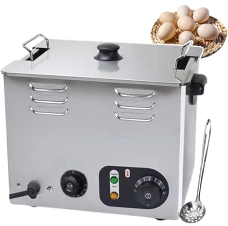 WOTZOV Hervidor de Huevos Comercial de 6 l con Cesta de Malla + colador, vaporizador eléctrico para Huevos con 45 Huevos, máquina para cocinar Huevos de Acero Inoxidable de Gran capacida