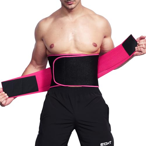 KOSMO MASA Slimming Sauna Waist Trimmer for Men,Sweat Waist Trainer for Women,Workout Belt for Men,Stomach Wraps Premium Fitness Bands Body Shaper Belly Sport Girdle - Pink XXL-3XL