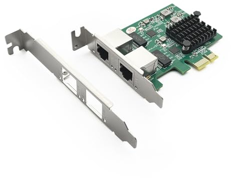 Alwong Scheda di interfaccia di rete Gigabit Ethernet (NIC) da 100 M/1000 M/2,5 G, doppia porta RJ45 in rame, con chip Realtek RTL8125, PCIE X1, supporta Windows Server/Ubuntu/Centos/Debian