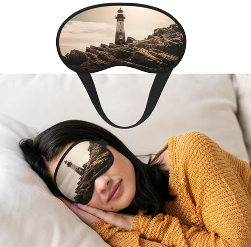 Augenmaske zum Schlafen, atmungsaktiv, lichtblockierend, Schlafmaske, Leuchtturm, Nacht, Augenbinde, weich, bequem, Nacht-Augenschutz, für Damen und Herren, Augenabdeckung für Nickerchen zu Hause