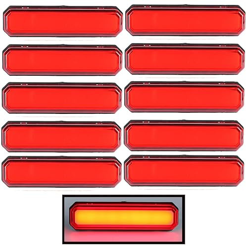 Generisch 10x NEON Rote Begrenzungsleuchten Seitenmarkierungsleuchten 12V 24V Positionsleuchten für LKW, Anhänger, Wohnmobil, Wohnmobil, Pickup, Traktor, LKW, SUV, Boot