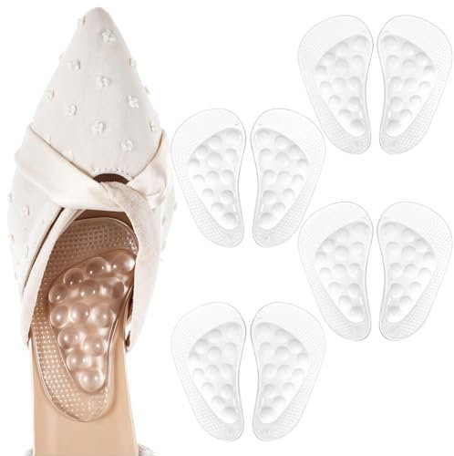Lusofie 4 pares de almohadillas de arco de silicona, plantillas de soporte de arco de gel, plantillas suaves de 11 mm de grosor para pies planos para aliviar el dolor de pies fascitis plantar, unisex