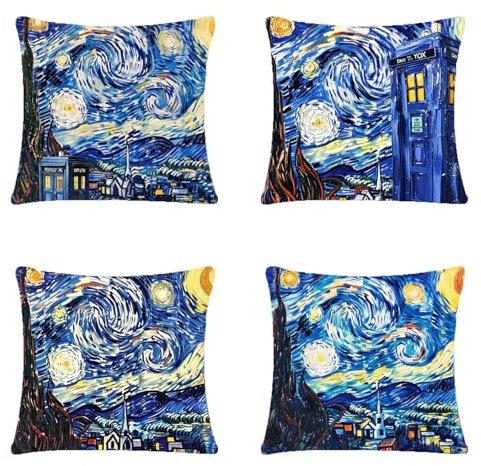 4er Set Kissenbezug Abstract Kissenhülle Weich Dekokissen Sternenhimmel Unsichtbarer Reißverschluss Sofakissen Zierkissen Urlaubsparty Picknick Outdoor Wohnzimmer Schlafzimmer 80x80cm Weich A-108