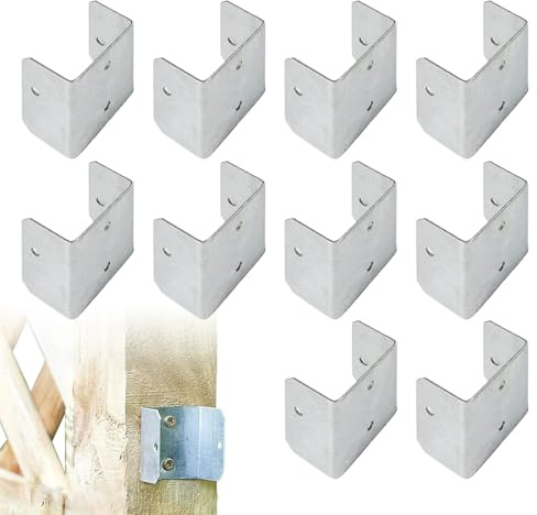 10 Stück Flechtzaunhalter U-Form, Zaunhalter für Holzverarbeitung, U-förmige Klemmhalterun, Zaunbefestigung, Stützenfuß für Zaunpfosten, Holzpfosten, Carport