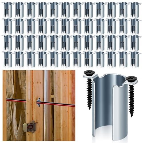 Zonon 100 Pcs Shield Nail Guards for Wire Cable Protection with 200 Pcs Screws, 0.9 Inch Diameter Nail Plate Cable Protector for Electrical Wiring Ceiling Board Wood Studs, Galvanized Steel