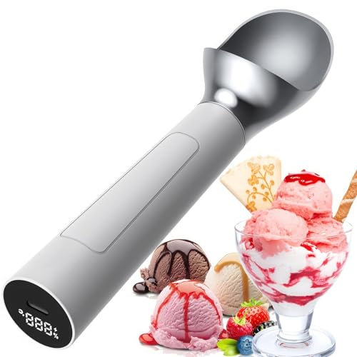 Cuillère Chauffante Intelligente pour Glace – Cuillère Électrique De 56g (2oz) avec Écran LED, Chauffage Automatique, Rechargeable, Étanche, Température Réglable pour Glace Dure