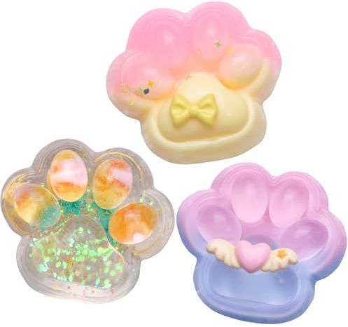 Mwmoeen 3 Stück Squishy Cat Paw, Taba Squishy Cat, Katzenpfoten Squishy, Cat Paw Squeeze Toy, Mehrfarbige Squishy für Stressabbau katzenförmige Pressespielzeug, Anti Stress Spielzeug